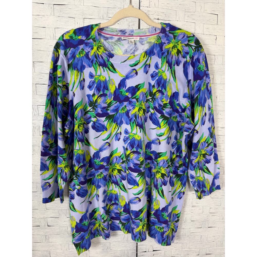 Isaac‎ Mizrahi live womens sweater floral spring feminine romantic colorful ￼￼
